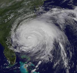 Hurricane Irene off the coast of the Carolinas, Aug 26, 2011