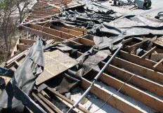 Roof damage from a tornado