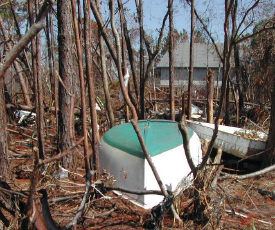 Hurricane damaged boats