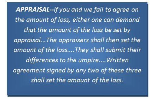 The Appraisal Pocess for fire, wind, water cliams