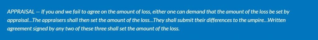 Appraisal for property damage losses