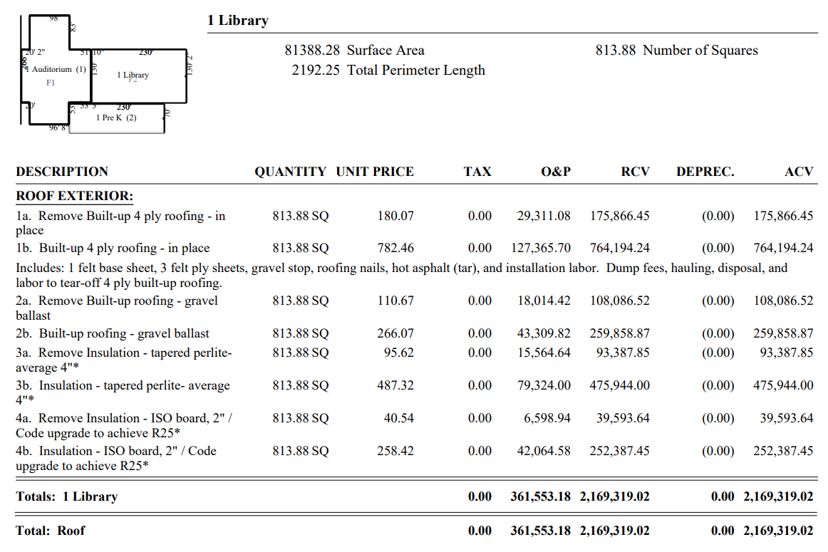 Commercial flat roof scope - Estimate by CGC