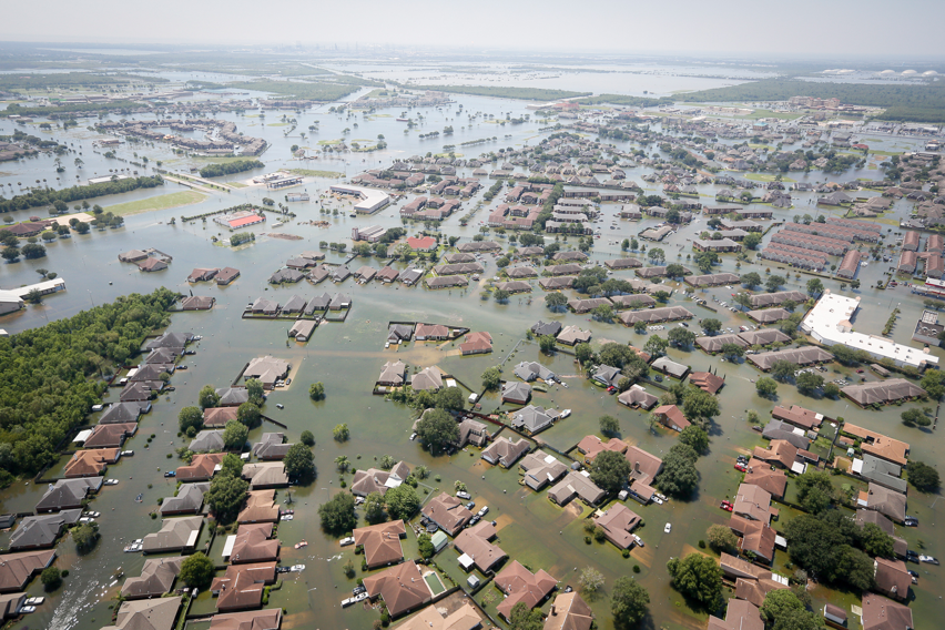 Hurricane Harvey aftermath aerial drone shot