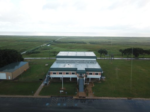 Buildings in Cameron, Louisiana before Hurricane Laura makes landfall