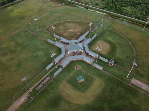 Baseball diamonds in Cameron, Louisiana before Hurricane Laura makes landfall