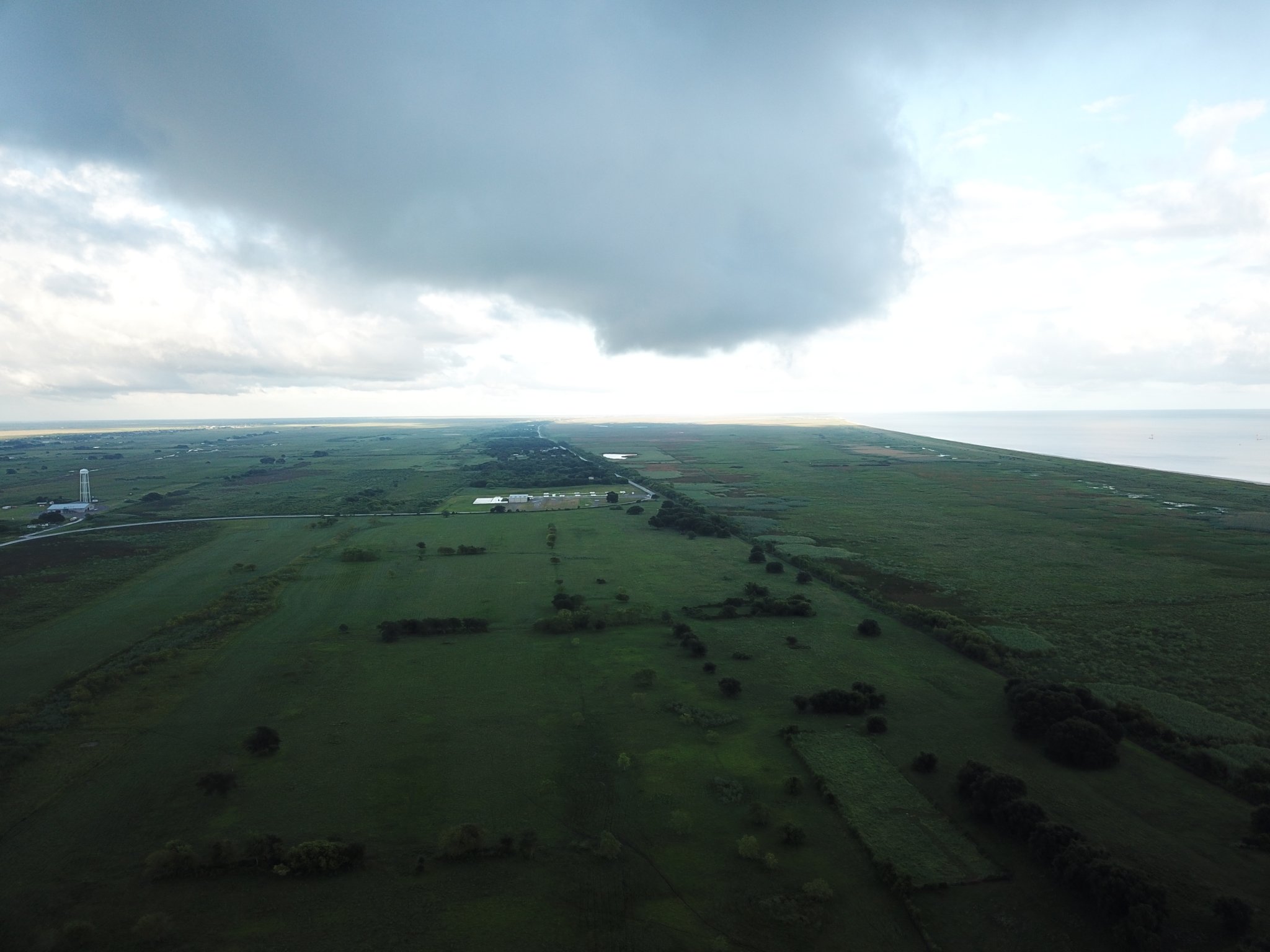 Cloudy skies over Cameron, Louisiana before Hurricane Laura makes landfall