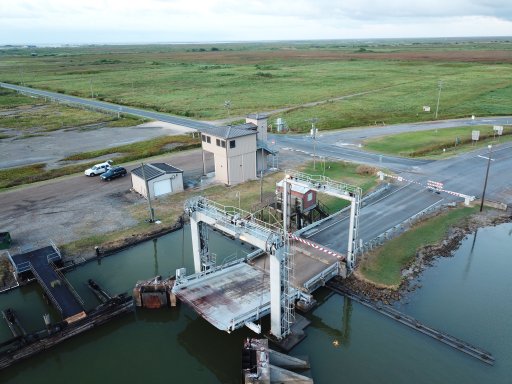 Waterway in Cameron, Louisiana before Hurricane Laura makes landfall