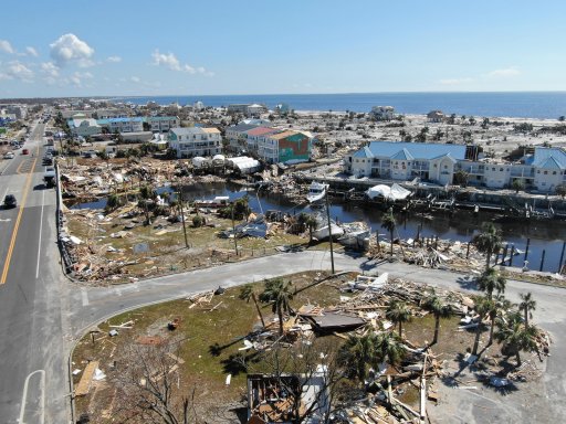 Hurricane Michael Damage Aerial , Mexico Beach