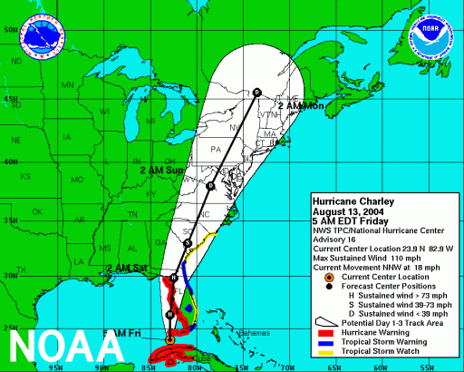 Hurricane Charley path